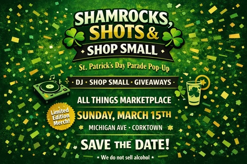 Shamrocks, Shots & Shop Small poster