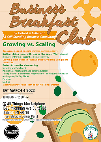 Breakfast Club by Detroit is Different and Still Standing Business Consulting poster